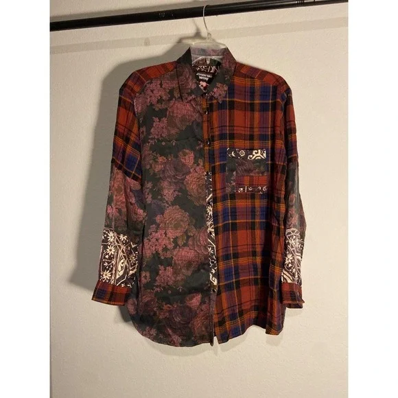 Johnny Was Workshop Patchwork Flannel Button Up Floral Shirt Sz. S - Picture 1 of 12